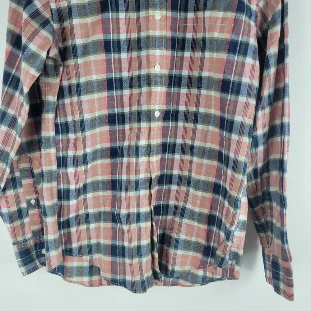 NEW J Crew Summer Plaid Long Sleeve Shirt Multi Color Size S